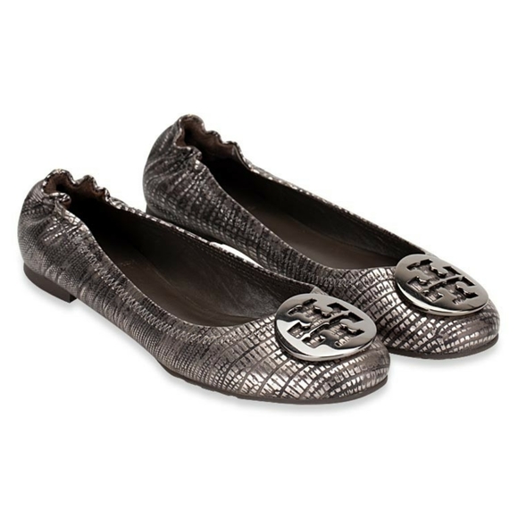 Tory Burch Reva Embossed Metallic Lizard Ballet - Picture 1 of 7